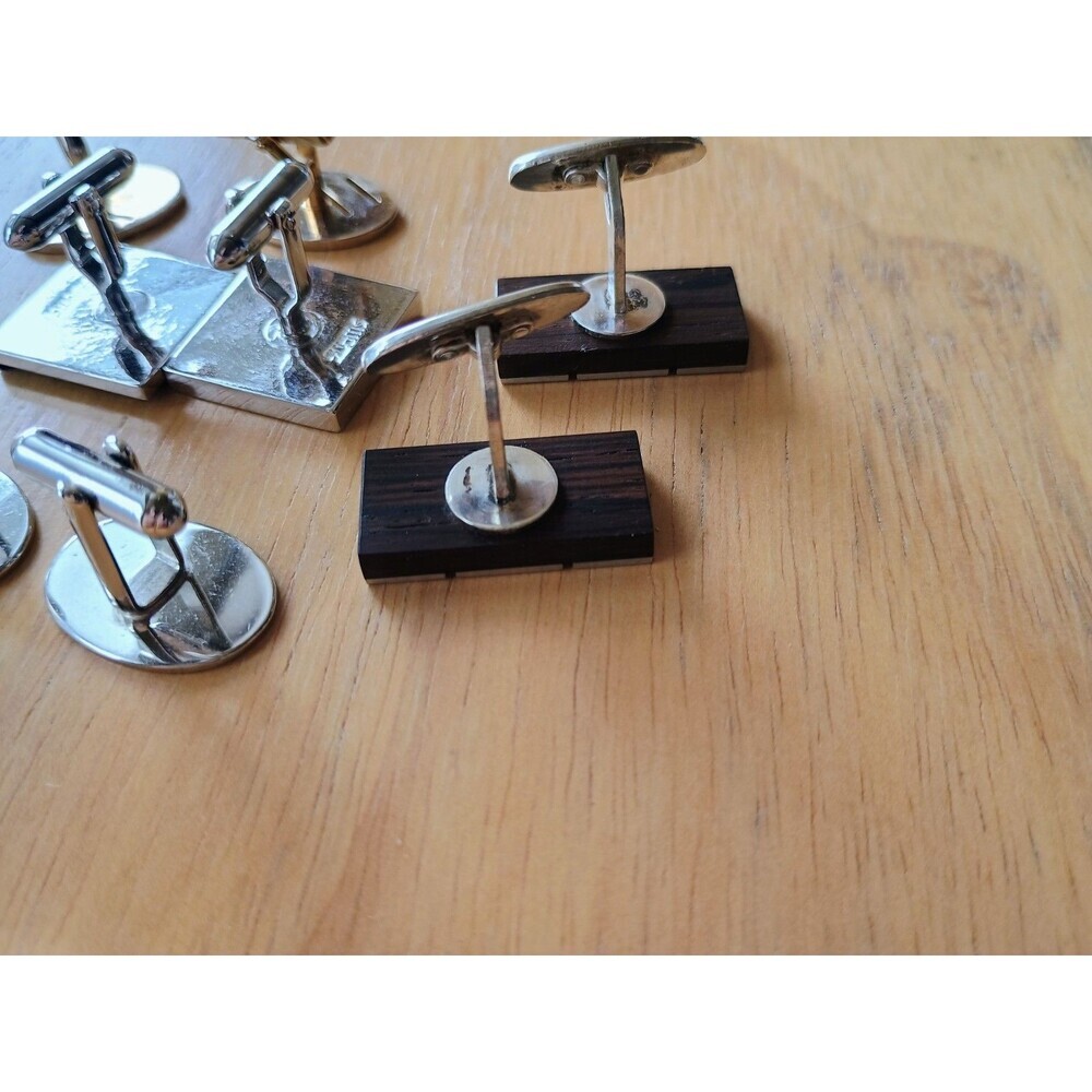 Lot Of 4 Silver And Gold Cufflinks Includes 3 Swank - Picture 6 of 9